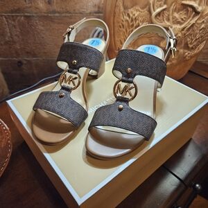 Michael Kors Preston Mid Brown Signature Sandals